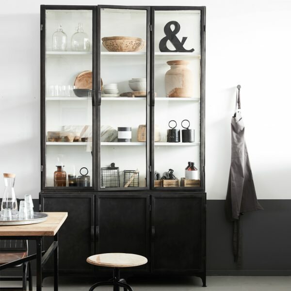 New Routz Detroit 6 deurs vitrinekast Black/White