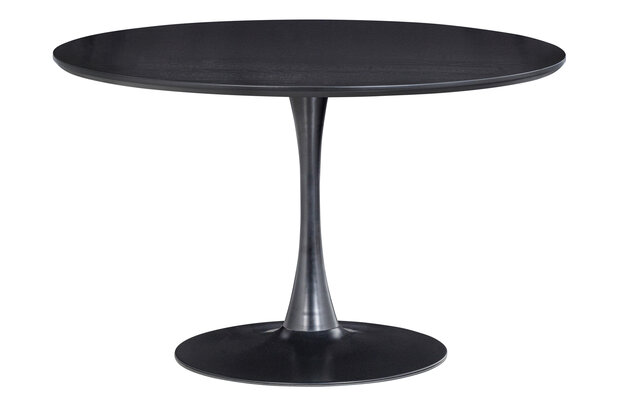 Woood Essentials Sammy Eettafel Trompetvoet Rond MDF Zwart