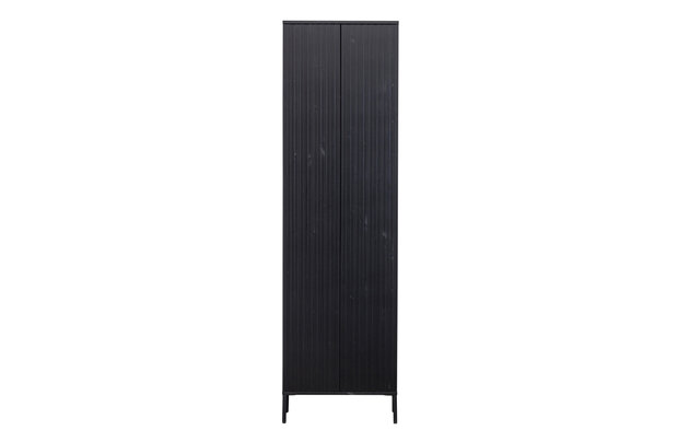 WOOOD Premium New Gravure hoge kast met lade grenen zwart
