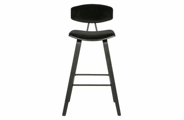 WOOOD Essentials Senn Barstoel Fluweel Zwart