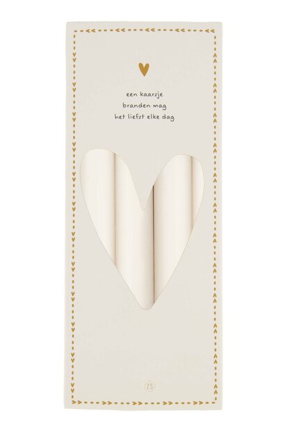 Zusss 4 rustieke kaarsen 20cm kleur off white