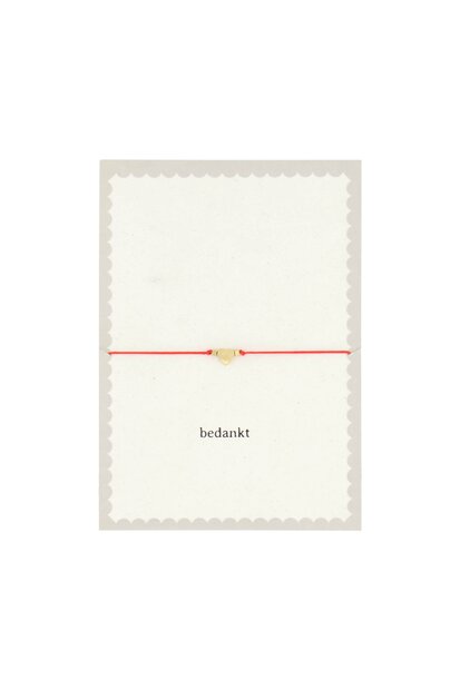 Zusss ansichtkaart bedankt met armbandje hartje rood