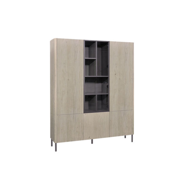 Vermeer Glaskast eiken MILANO 5drs eiken/ 1drs glas versprongen / kast 2delen