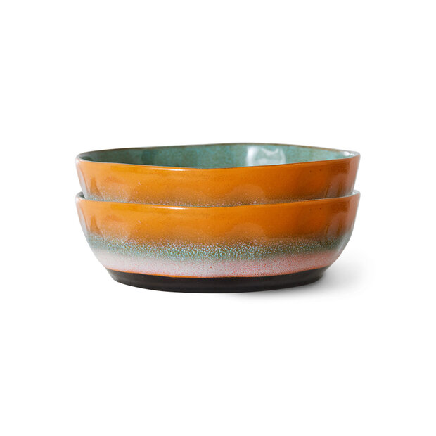 HKLIVING 70s ceramics: pasta bowls golden hour, set of 2