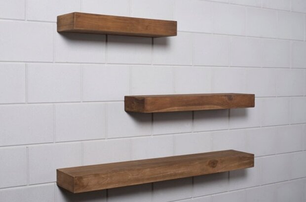 Teakhouten zwevende wandplank 60cm