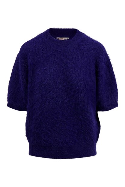 Zusss fluffy trui met ronde hals night blue