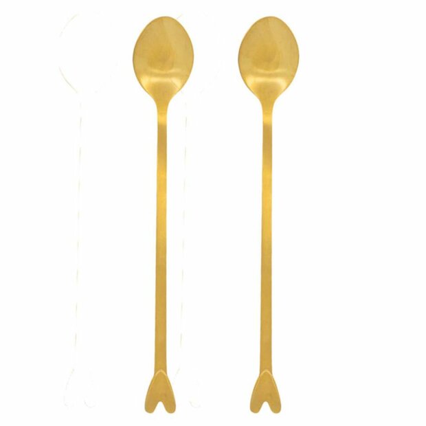 Zusss set van 2 lange lepels hartje goudkleurig