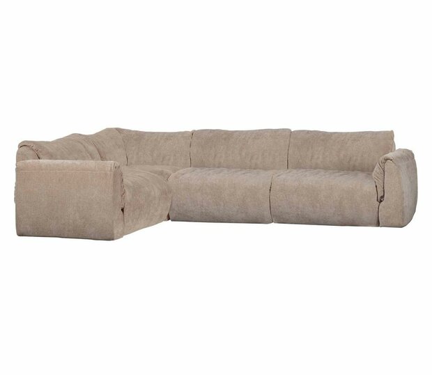WOOOD Baggy Hoekbank Links 3D Chenille Zand