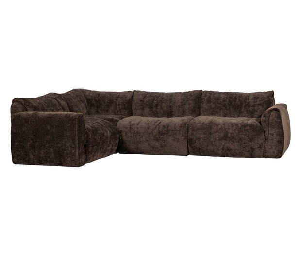 WOOOD Baggy Hoekbank Links 3D Chenille Donkerbruin