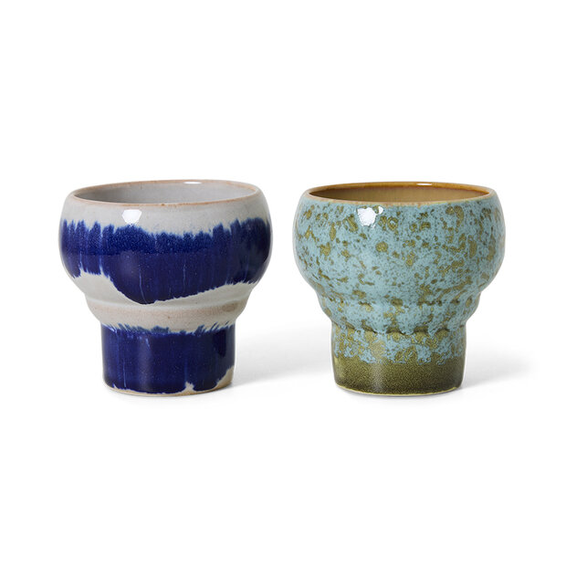 HKLIVING 70's ceramics Lungo Mugs Symbolist, Set Of 2