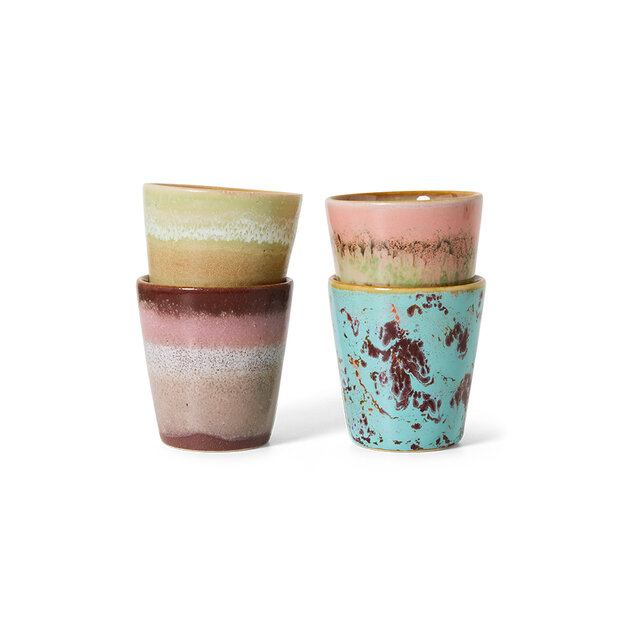 HKLIVING 70's ceramics Ristretto Mugs Futurism, Set Of 4