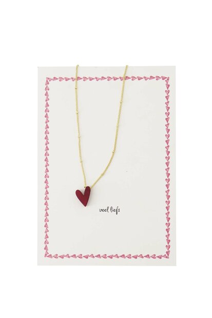 Zusss ansichtkaart ketting hartje wit rood