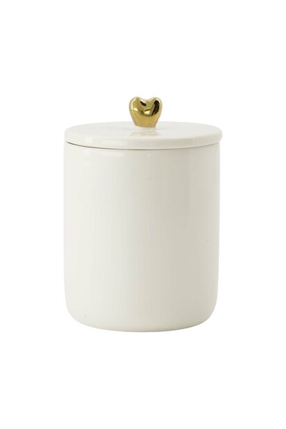 Zusss bewaarpot keramiek smal hartje wit goud