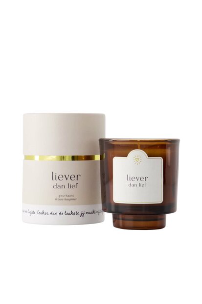Zusss geurkaars glas in koker liever dan lief off white