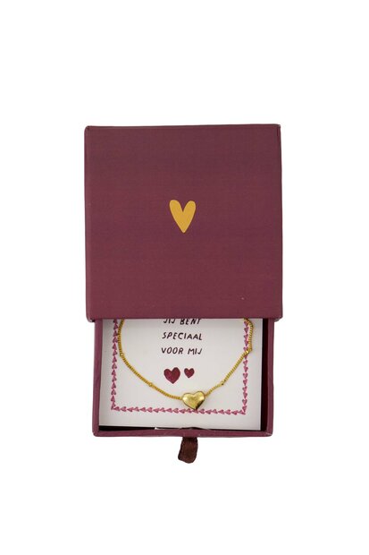 Zusss armband hartje in schuifdoosje speciaal rood