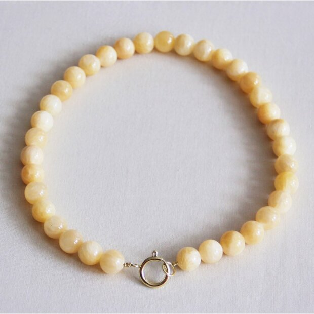 Bazou kralen ketting van natuursteen XL - butter yellow