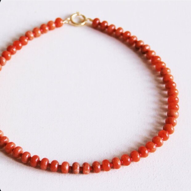Bazou Kralen ketting van natuursteen donuts - oranje/rood