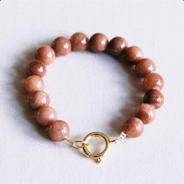 Bazou kralen armband van natuursteen XL - mokka