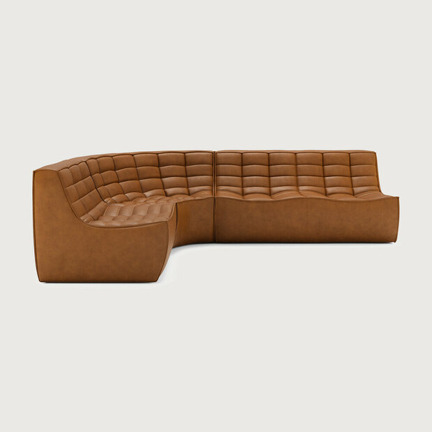 Ethnicraft N701 Modulaire Sofa Set Mini Links Rond Old Saddle 