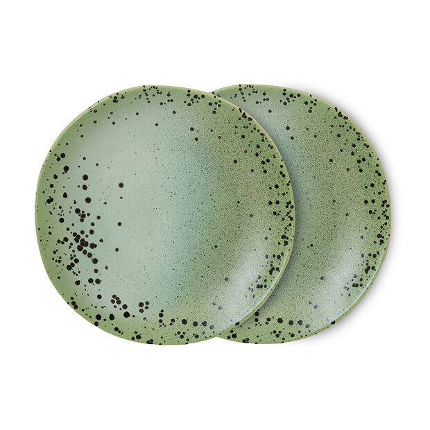 HKLIVING 70s ceramics side plates fleck set of 2