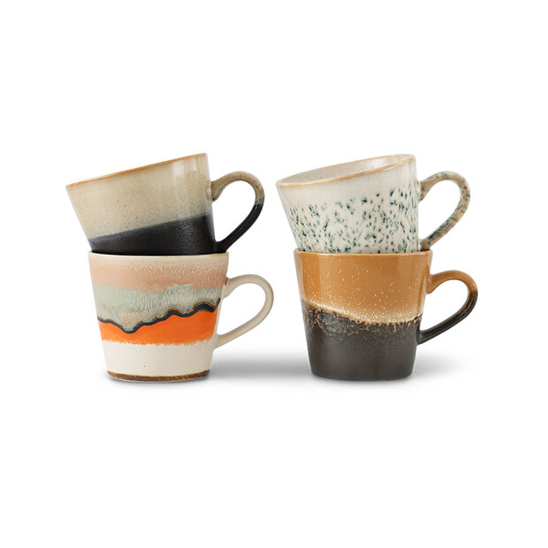 HKLIVING 70s ceramics: cappuccino mugs verve, set of 4