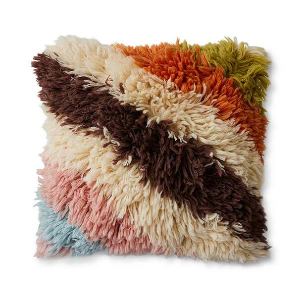 HKLIVING Fluffy wool striped cushion