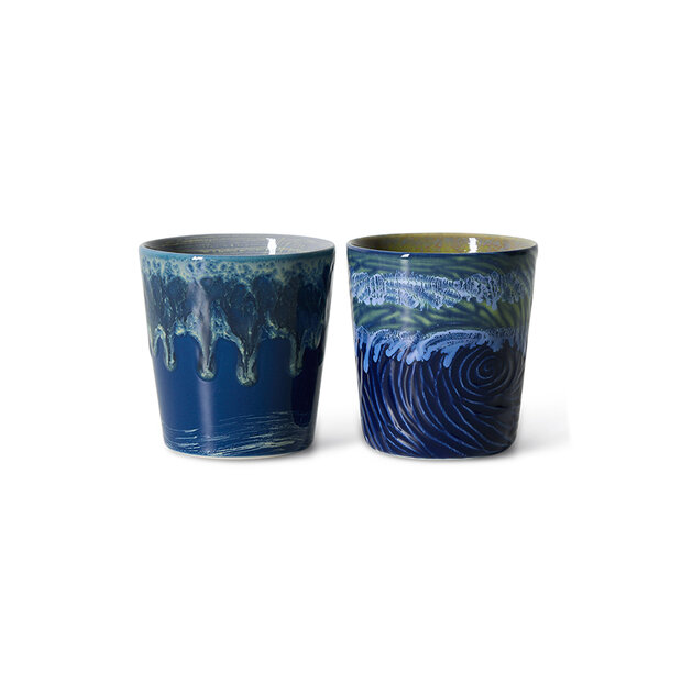 HKLIVING 70s Ceramics Van Gogh Coffee Mugs Starry Night, set of 2