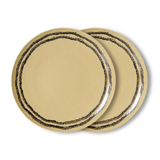HKLIVING 70's ceramics Dinner Plates Vanilla, Set Of 2