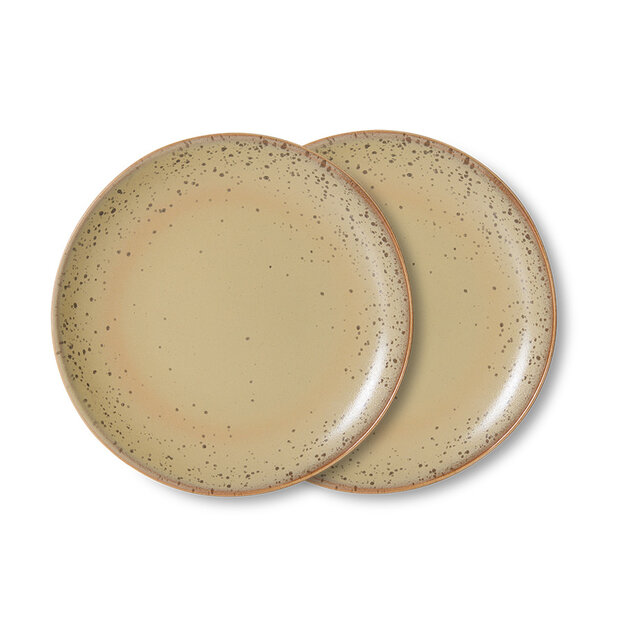 HKLIVING 70's ceramics Side Plates Grit, Set Of 2