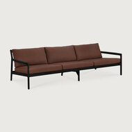 Ethnicraft Jack Outdoor 3-Zits Bank Zwart met Burgundy Kussens