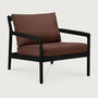 Ethnicraft Jack Outdoor Loungestoel Zwart met Burgundy Kussens