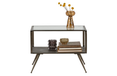 BePureHome Fancy bijzettafel metaal/glas antique brass