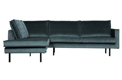 WOOOD Premium Rodeo hoekbank links velvet Groenblauw