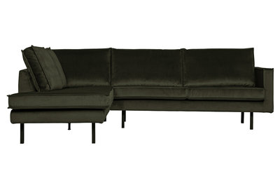 BePureHome Rodeo hoekbank links velvet dark green hunter