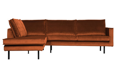 WOOOD Premium Rodeo hoekbank links velvet roest