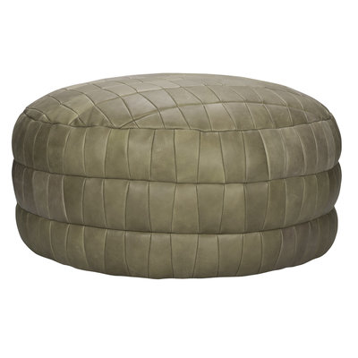 Bodilson leren poef Scoop green