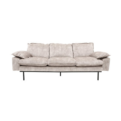 HKliving retro sofa 3 seats vintage velvet crème white