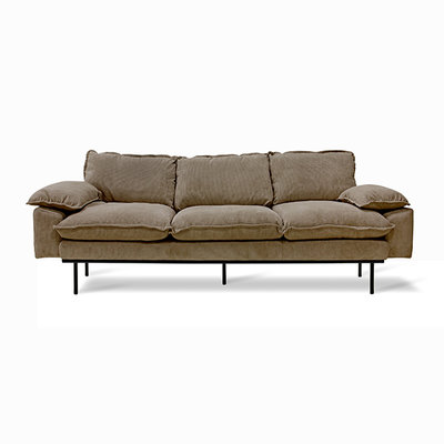 HKliving retro sofa 3 seats corduroy rib brown