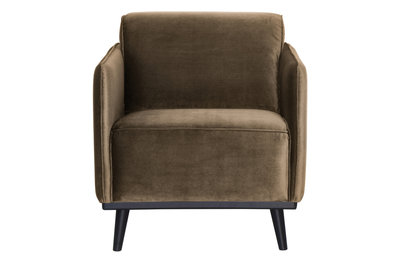 WOOOD Premium Statement fauteuil met arm fluweel taupe