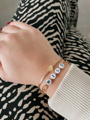 Joy's Label tekst armbandje zilver of goud