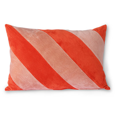 HKliving striped velvet cushion red/pink (40x60)