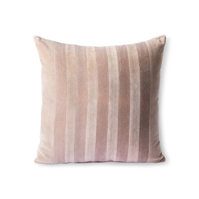 HKliving striped velvet cushion beige/liver (45x45)