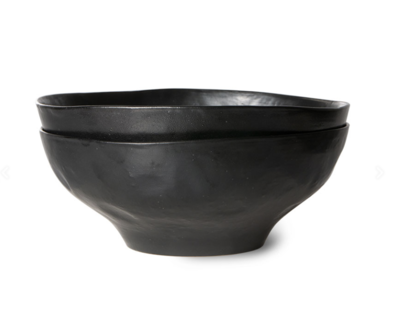 HKliving bold & basic ceramics: large bowl black (set of 2)