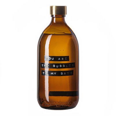 Wellmark badzeep bamboe bruin glas messing dop 500ml 'you are the bubbles to my bath'