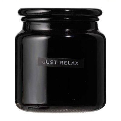 Wellmark grote geurkaars frisse linnen zwart glas 'just relax'