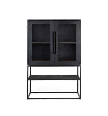 dBodhi Karma Charcoal Kast 140 2 Glazen Deuren 1 Open Plank