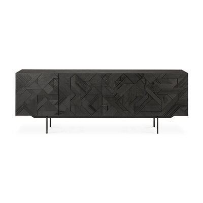 Ethnicraft teak Graphic black dressoir 4 deurs
