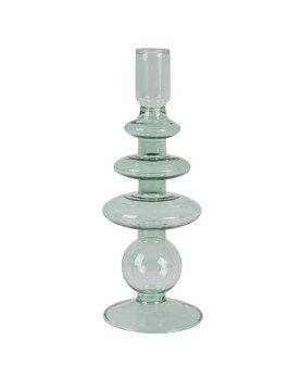 Present Time Candle Holder Glass Art Rings Large green