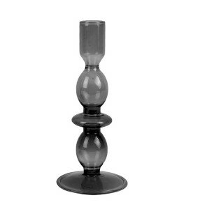 Present Time Candle Holder Glass Art Bubbles Medium black