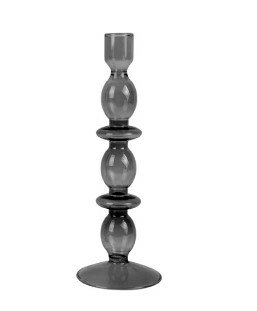 Present Time Candle Holder Glass Art Bubbles Large black